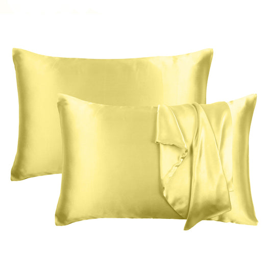 Luxury Soft Plain Satin Silk Pillowcases in Set of 2 - Desert Dust