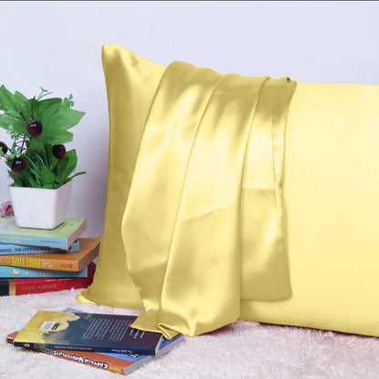 Luxury Soft Plain Satin Silk Pillowcases in Set of 2 - Desert Dust