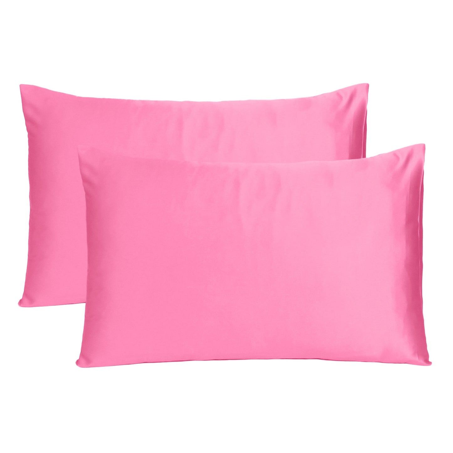 Luxury Soft Plain Satin Silk Pillowcases in Set of 2 - Fandango Pink