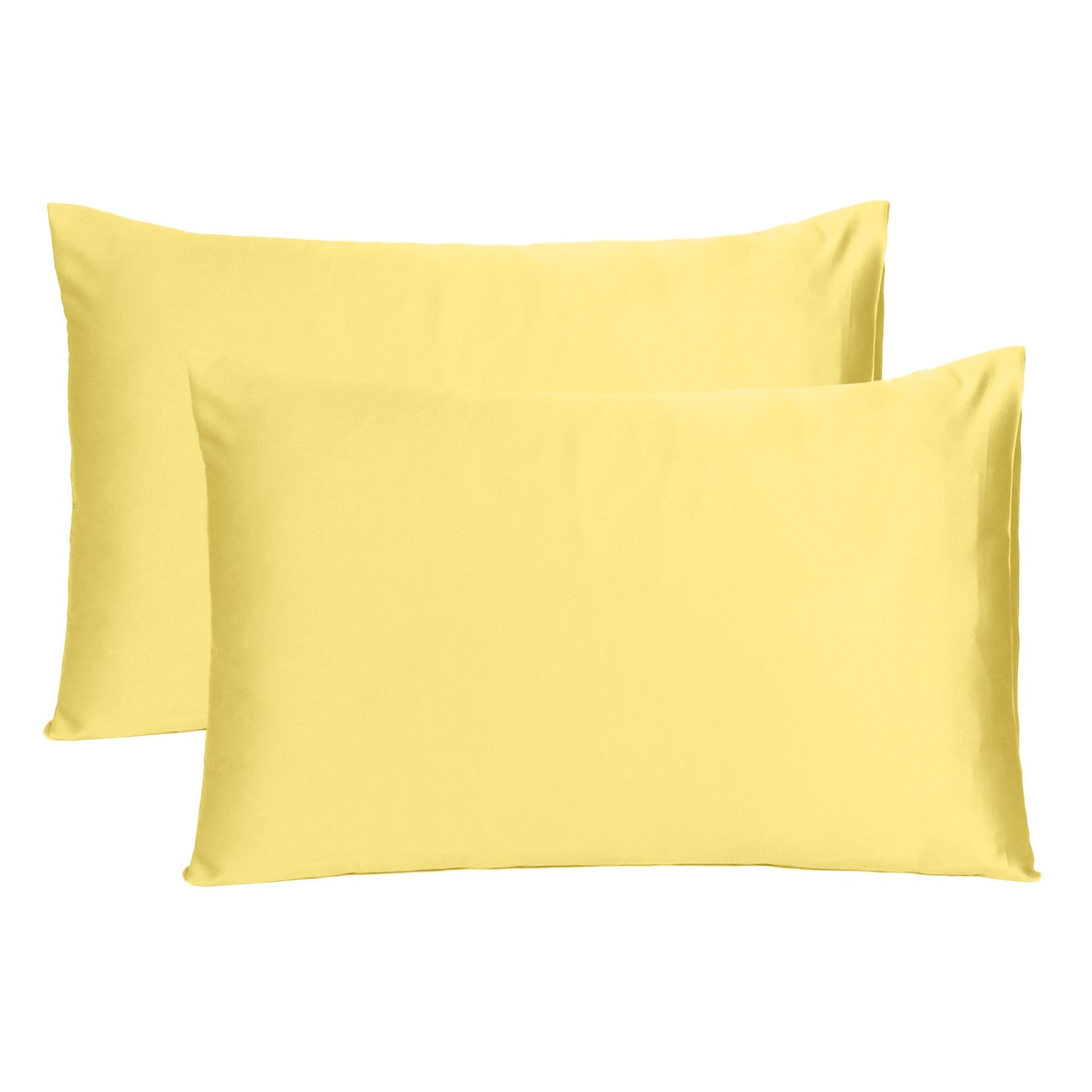 Luxury Soft Plain Satin Silk Pillowcases in Set of 2 - Flax Yellow