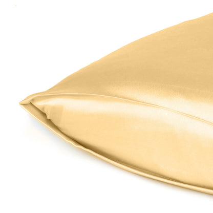 Luxury Soft Plain Satin Silk Pillowcases in Set of 2 - Golden