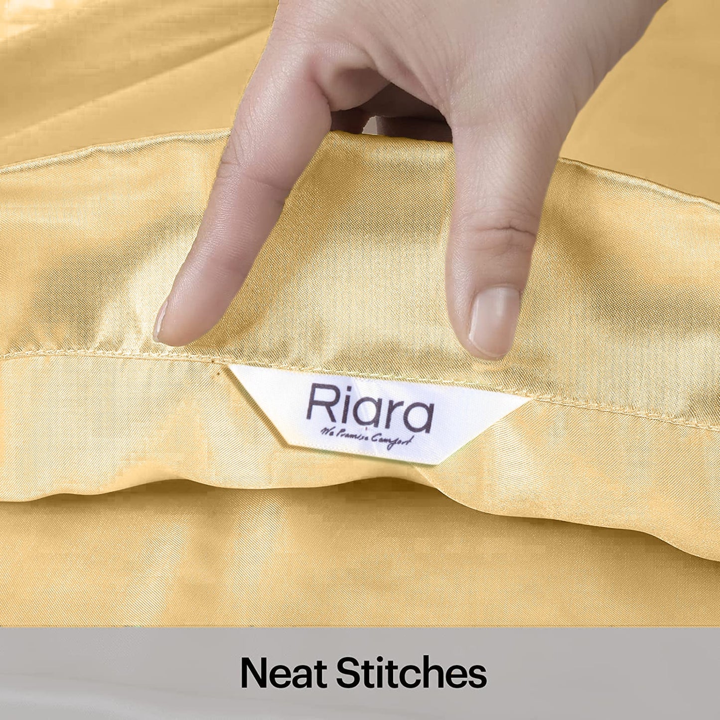 Luxury Soft Plain Satin Silk Pillowcases in Set of 2 - Golden