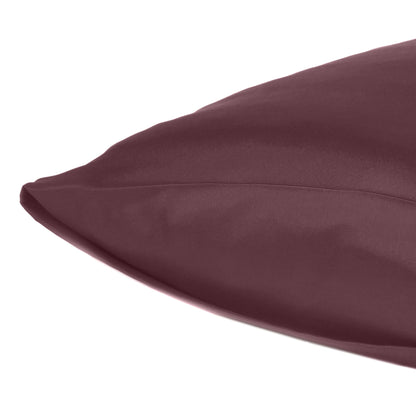 Luxury Soft Plain Satin Silk Pillowcases in Set of 2 - Grape Wine