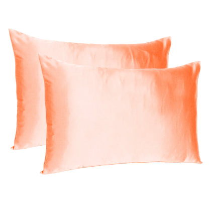 Luxury Soft Plain Satin Silk Pillowcases in Set of 2 - Gossamer Pink