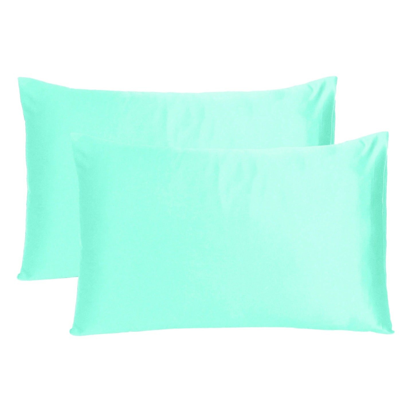 Luxury Soft Plain Satin Silk Pillowcases in Set of 2 - Ice Green