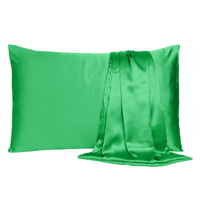 Luxury Soft Plain Satin Silk Pillowcases in Set of 2 - Jelly Bean