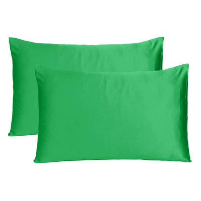 Luxury Soft Plain Satin Silk Pillowcases in Set of 2 - Jelly Bean
