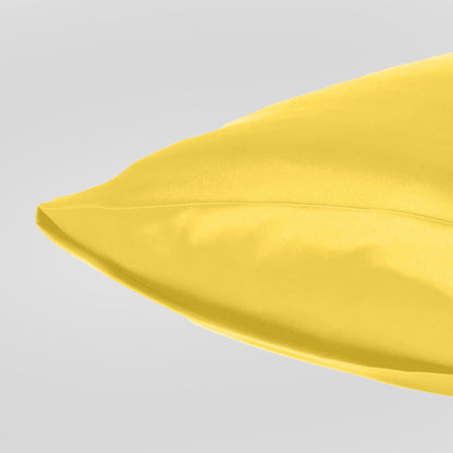 Luxury Soft Plain Satin Silk Pillowcases in Set of 2 - Lemon Chrome
