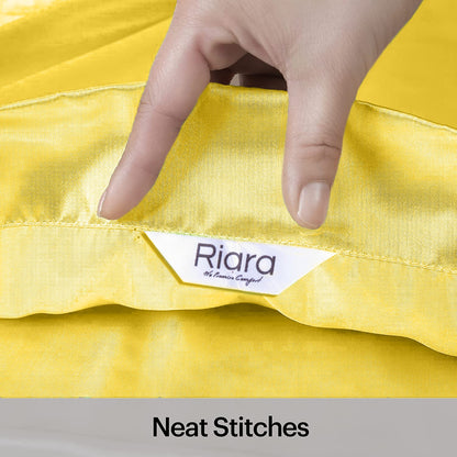 Luxury Soft Plain Satin Silk Pillowcases in Set of 2 - Lemon Chrome