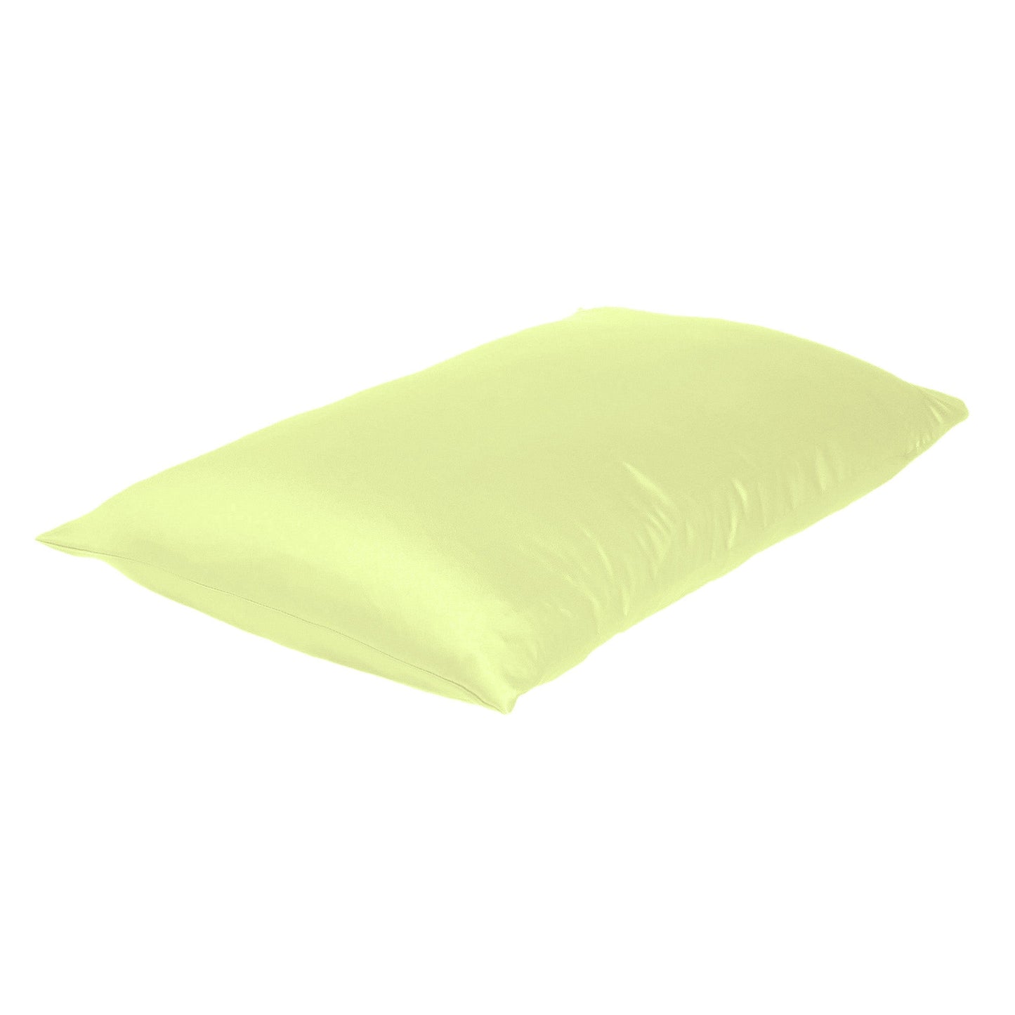 Luxury Soft Plain Satin Silk Pillowcases in Set of 2 - Lemon Grass