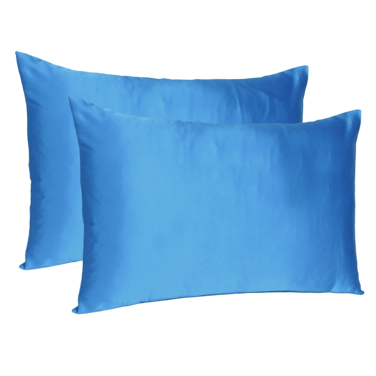 Luxury Soft Plain Satin Silk Pillowcases in Set of 2 - Methylene Blue