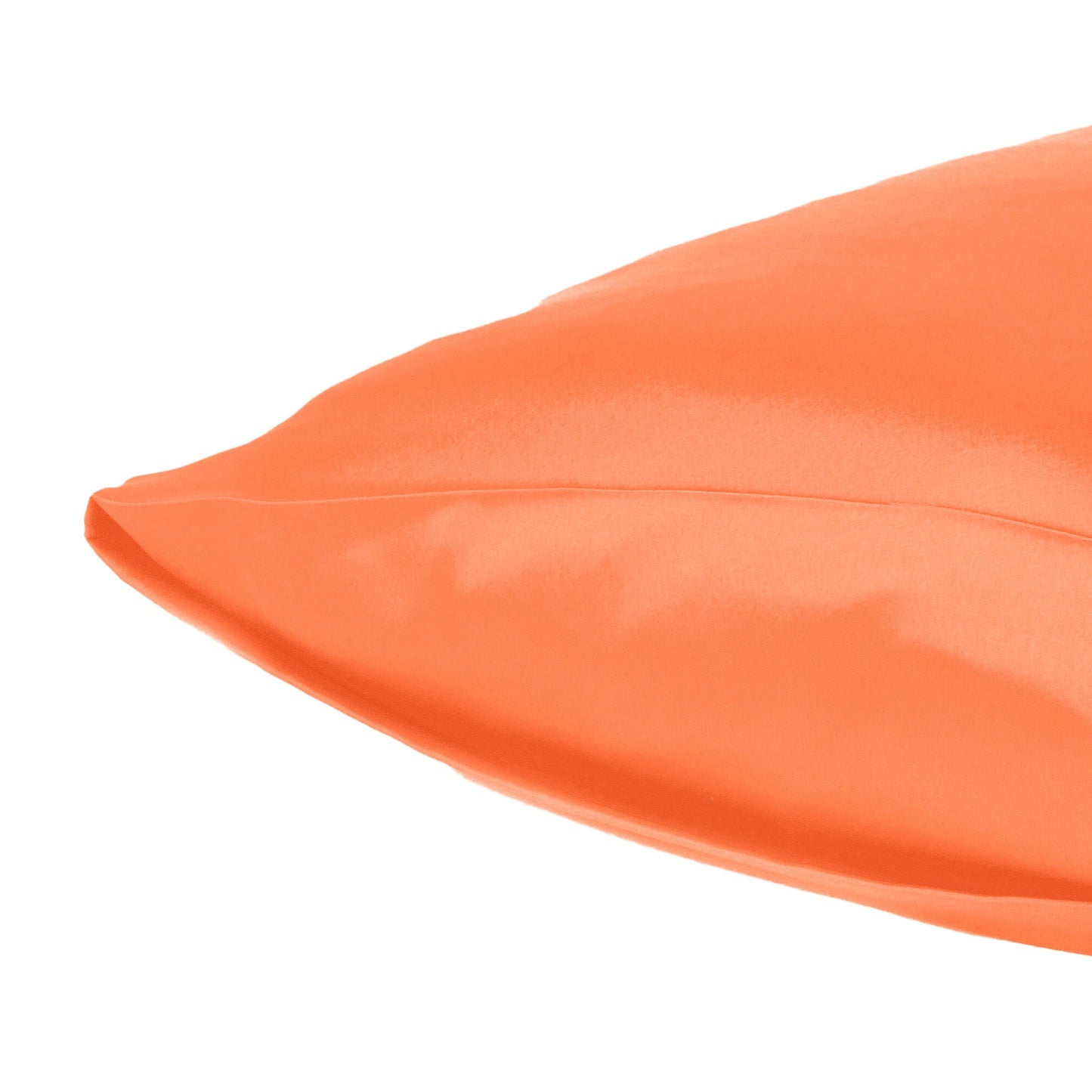 Luxury Soft Plain Satin Silk Pillowcases in Set of 2 - Orange Peel