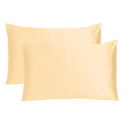 Luxury Soft Plain Satin Silk Pillowcases in Set of 2 - Peach Fuzz