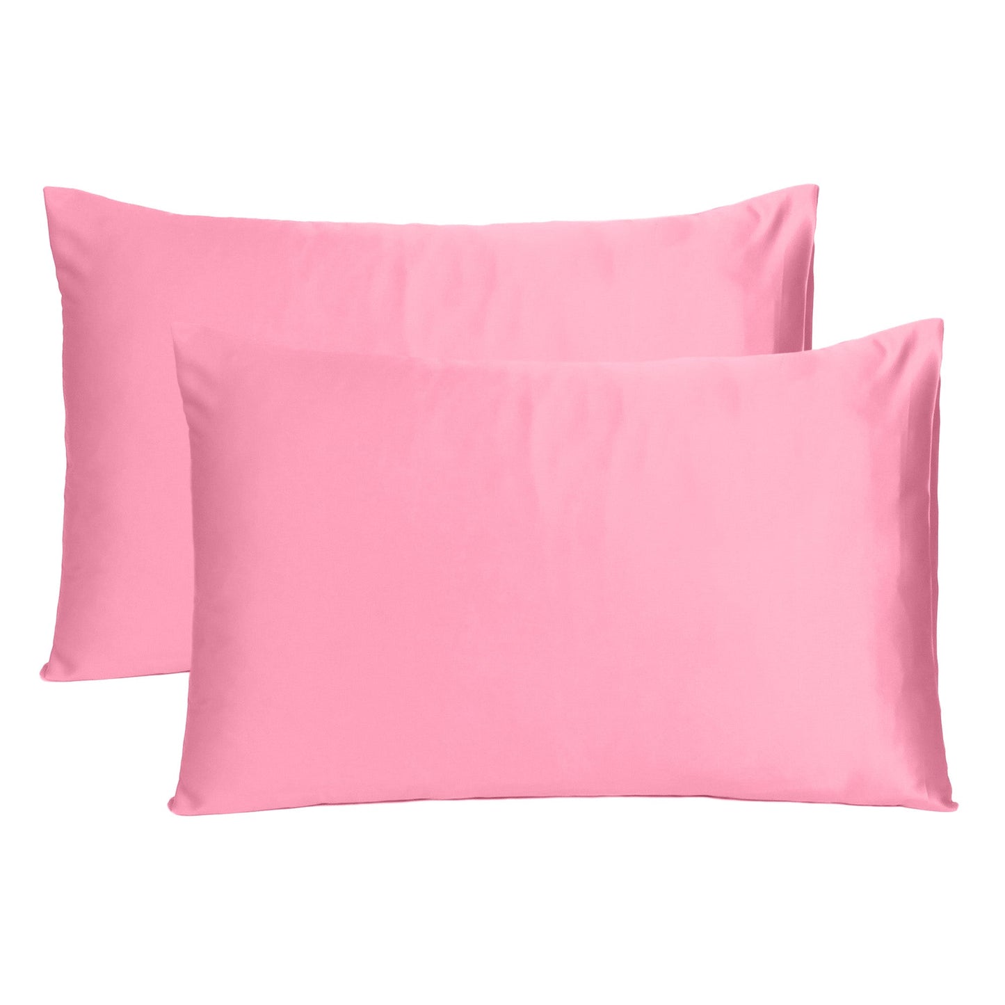 Luxury Soft Plain Satin Silk Pillowcases in Set of 2 - Pink Lemonade