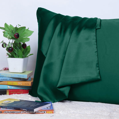 Luxury Soft Plain Satin Silk Pillowcases in Set of 2 - Ponderosa Pine