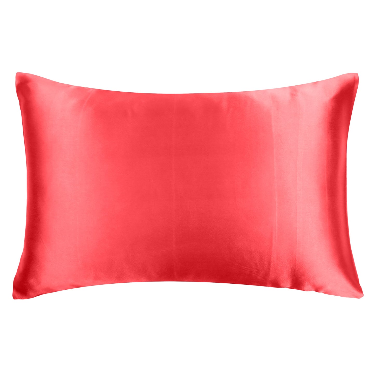 Luxury Soft Plain Satin Silk Pillowcases in Set of 2 - Poppy Red