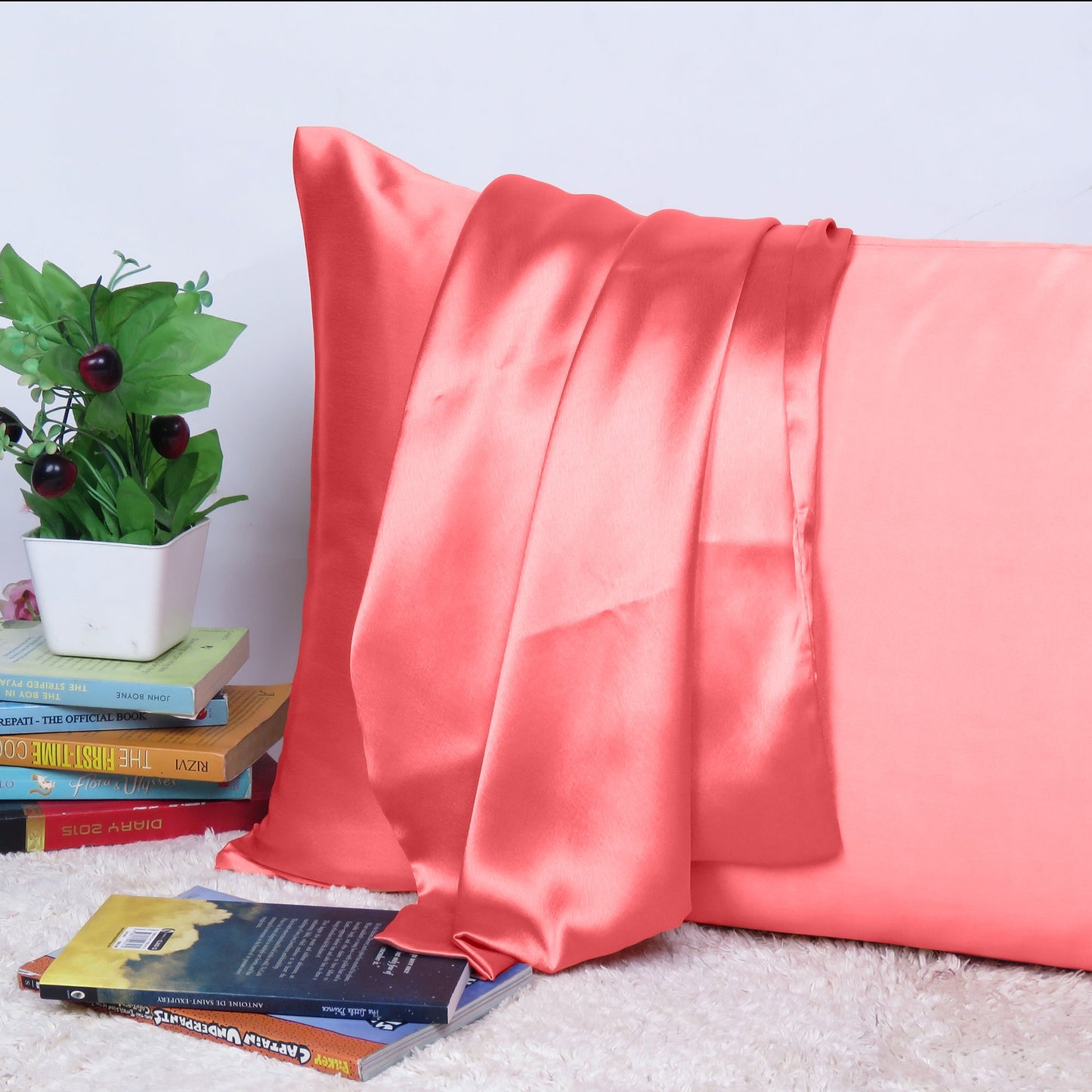 Luxury Soft Plain Satin Silk Pillowcases in Set of 2 - Parasite Pink