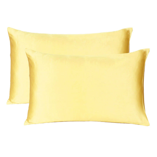 Luxury Soft Plain Satin Silk Pillowcases in Set of 2 - Parsnip Cream