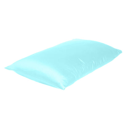 Luxury Soft Plain Satin Silk Pillowcases in Set of 2 - Pastel Blue