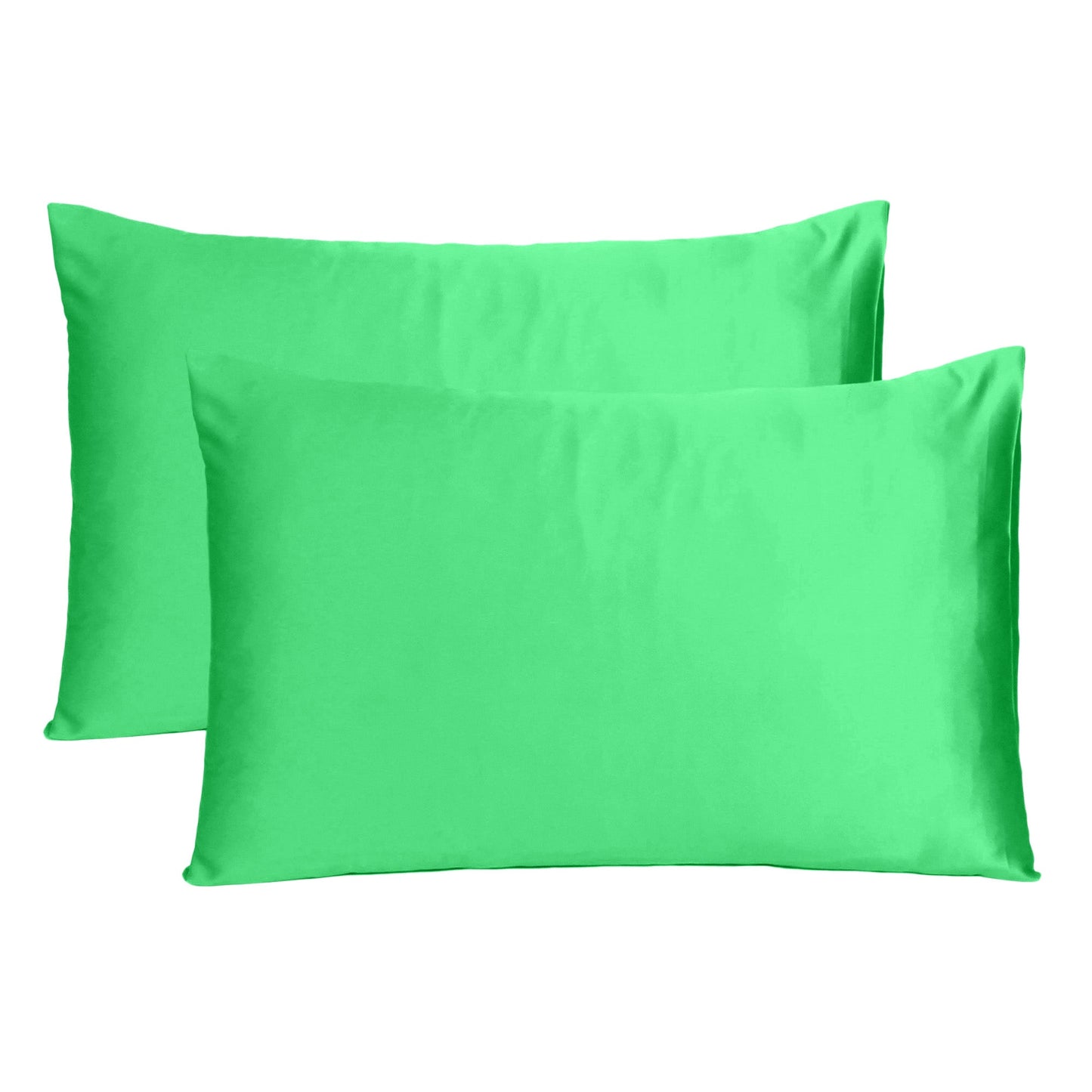 Luxury Soft Plain Satin Silk Pillowcases in Set of 2 - Poison Green