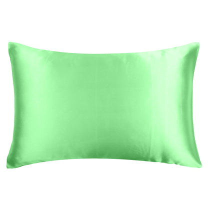 Luxury Soft Plain Satin Silk Pillowcases in Set of 2 - Patina Green