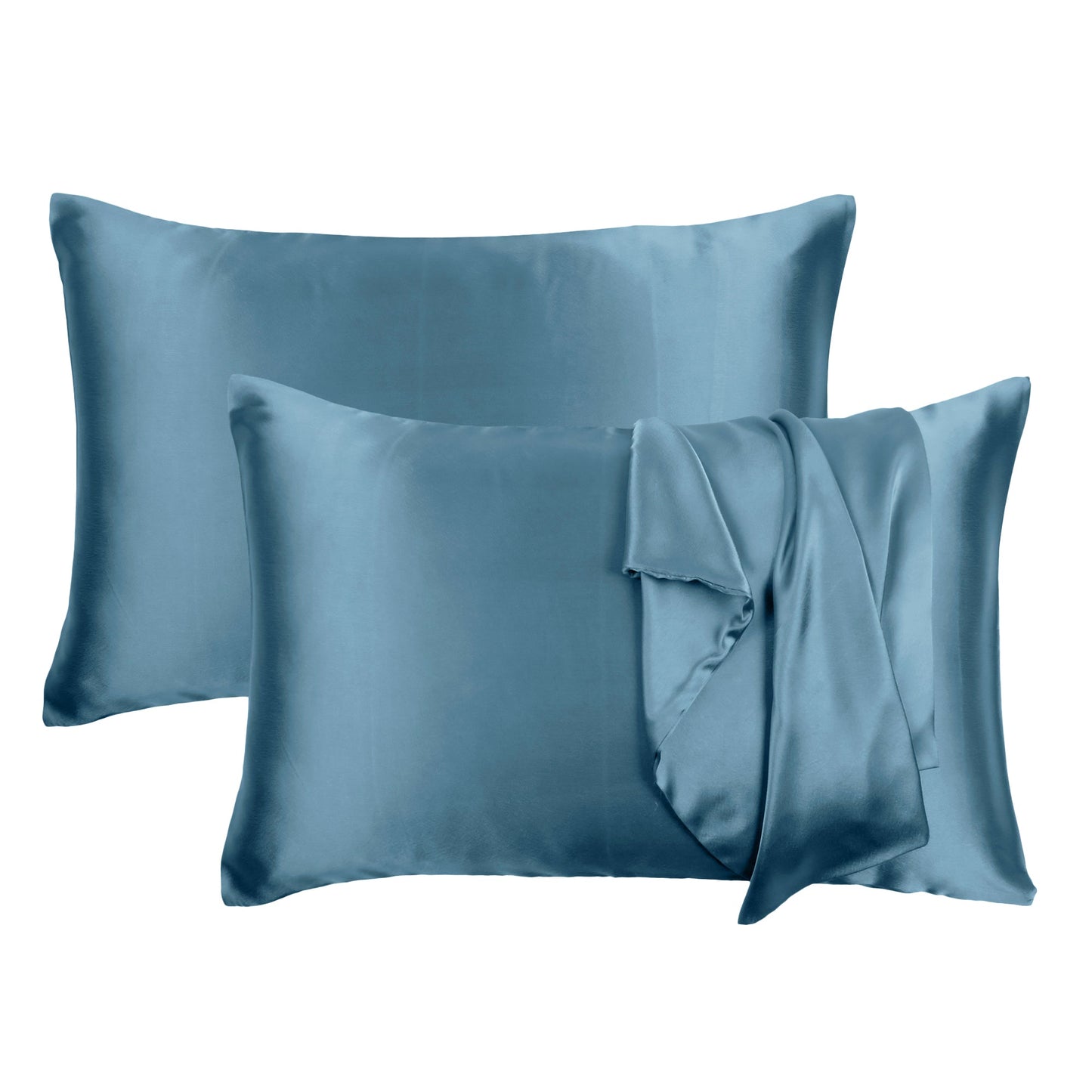 Luxury Soft Plain Satin Silk Pillowcases in Set of 2 - Quiet Harbor