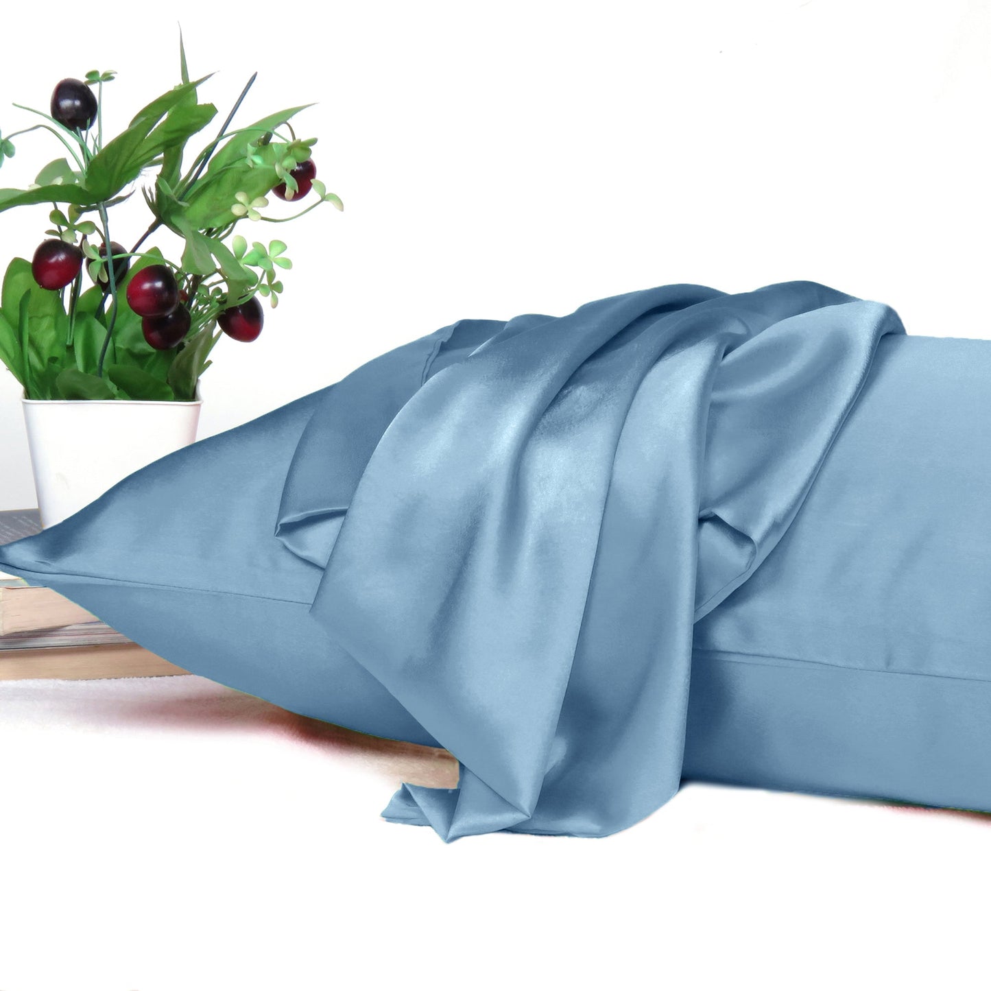 Luxury Soft Plain Satin Silk Pillowcases in Set of 2 - Quiet Harbor