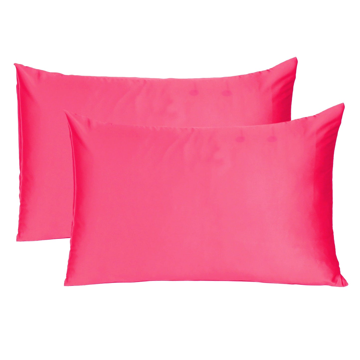 Luxury Soft Plain Satin Silk Pillowcases in Set of 2 - Raspberry