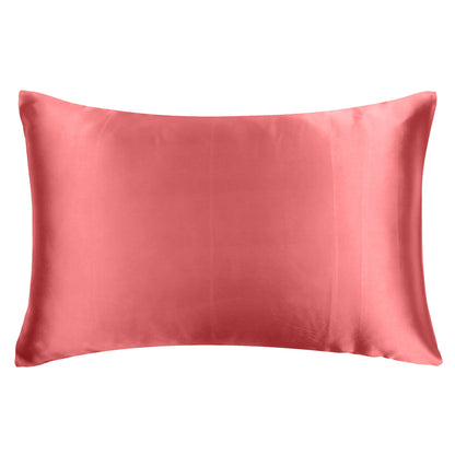 Luxury Soft Plain Satin Silk Pillowcases in Set of 2 - Sugar Coral