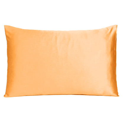 Luxury Soft Plain Satin Silk Pillowcases in Set of 2 - Salmon Buff