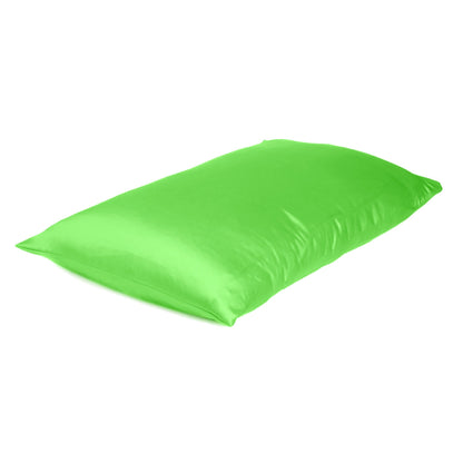 Luxury Soft Plain Satin Silk Pillowcases in Set of 2 - Summer Green