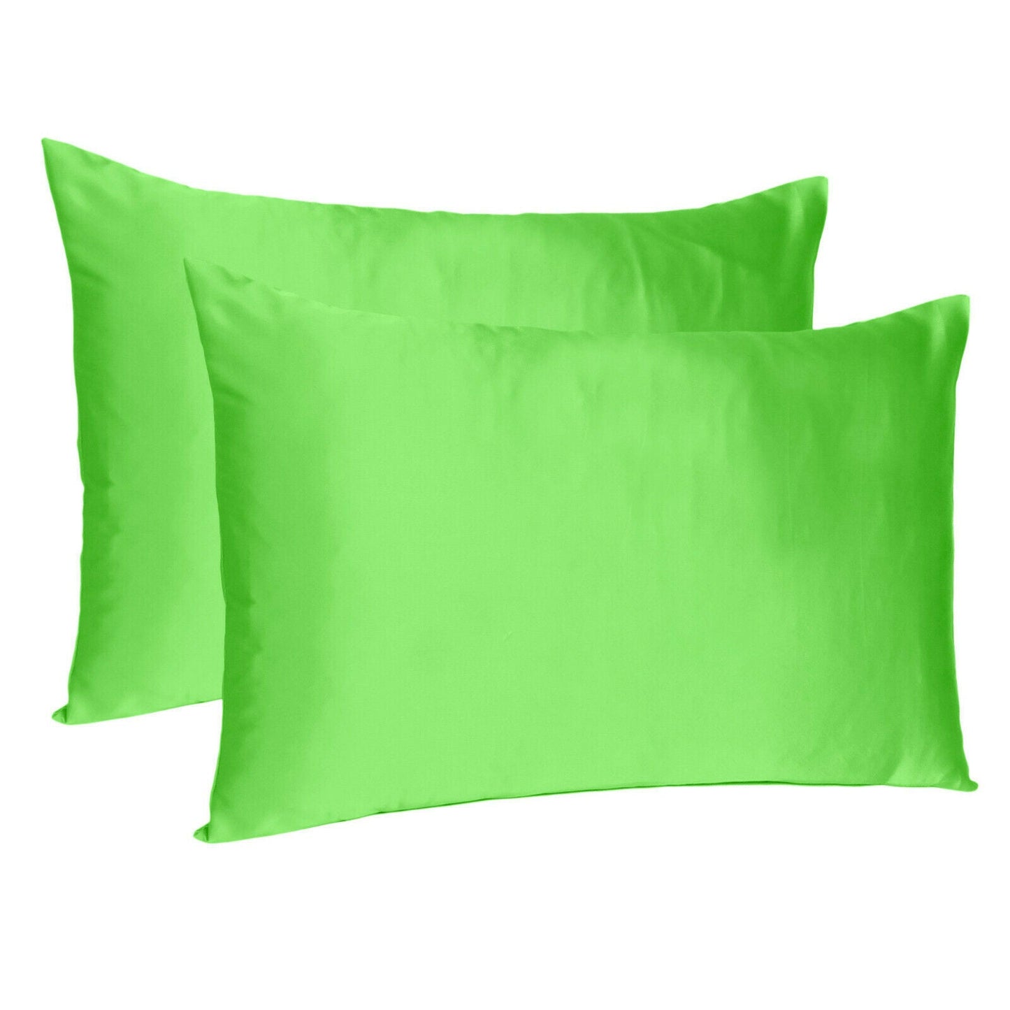Luxury Soft Plain Satin Silk Pillowcases in Set of 2 - Summer Green