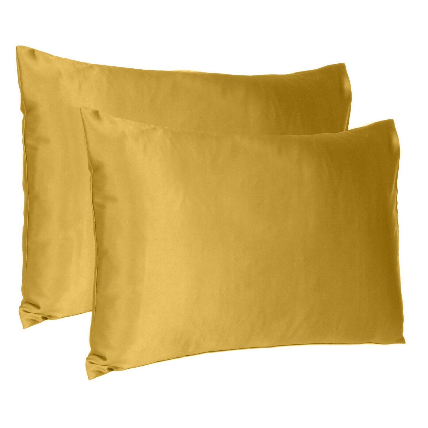 Luxury Soft Plain Satin Silk Pillowcases in Set of 2 - Sun Flower