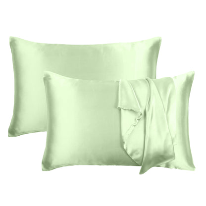 Luxury Soft Plain Satin Silk Pillowcases in Set of 2 - Spray Cream