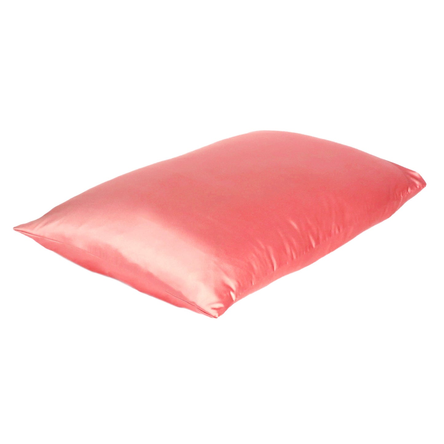 Luxury Soft Plain Satin Silk Pillowcases in Set of 2 - Strawberry Pink