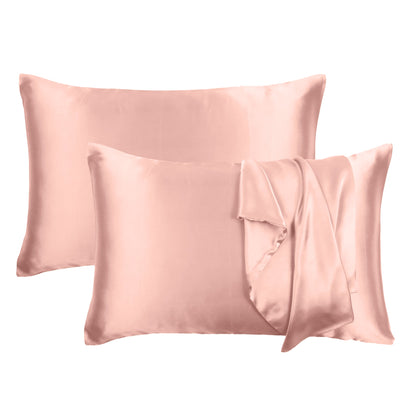 Luxury Soft Plain Satin Silk Pillowcases in Set of 2 - Terracotta