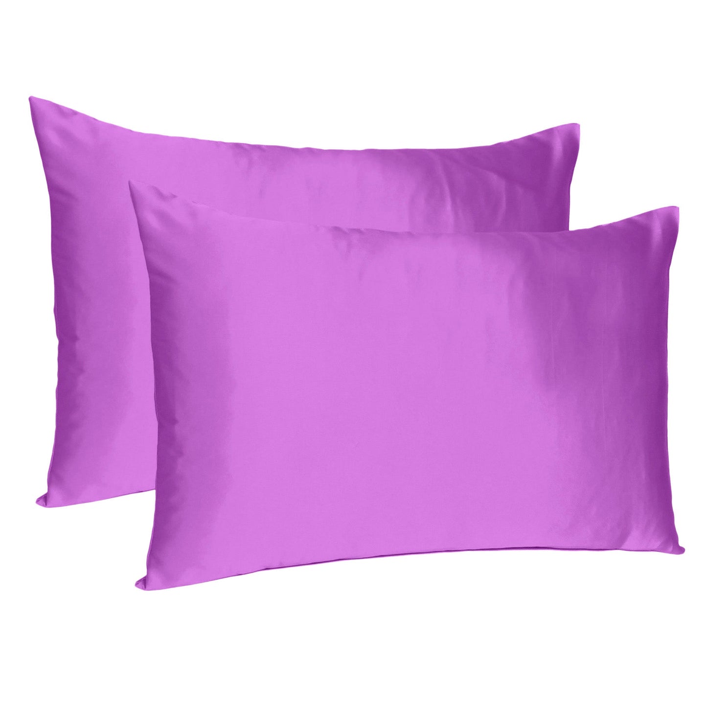 Luxury Soft Plain Satin Silk Pillowcases in Set of 2 - Vivid Viola