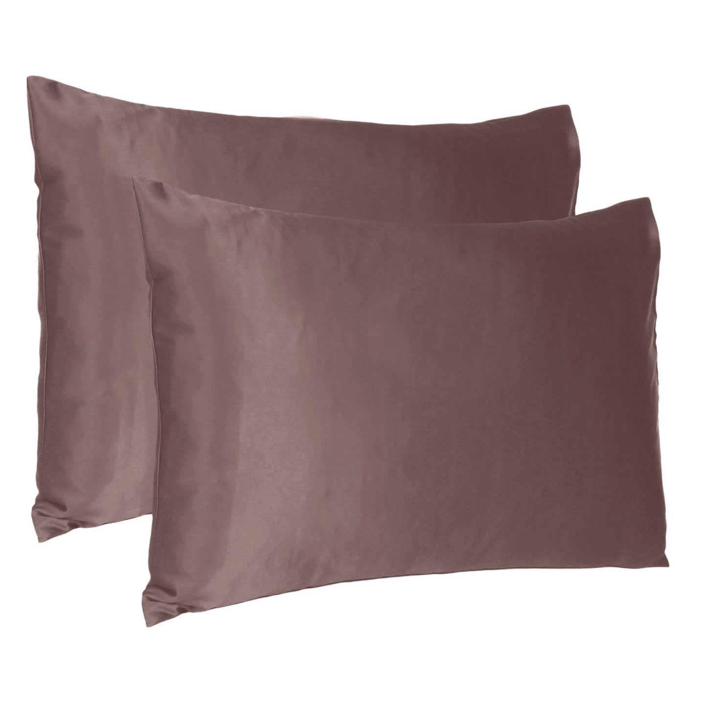 Luxury Soft Plain Satin Silk Pillowcases in Set of 2 - Withered Rose