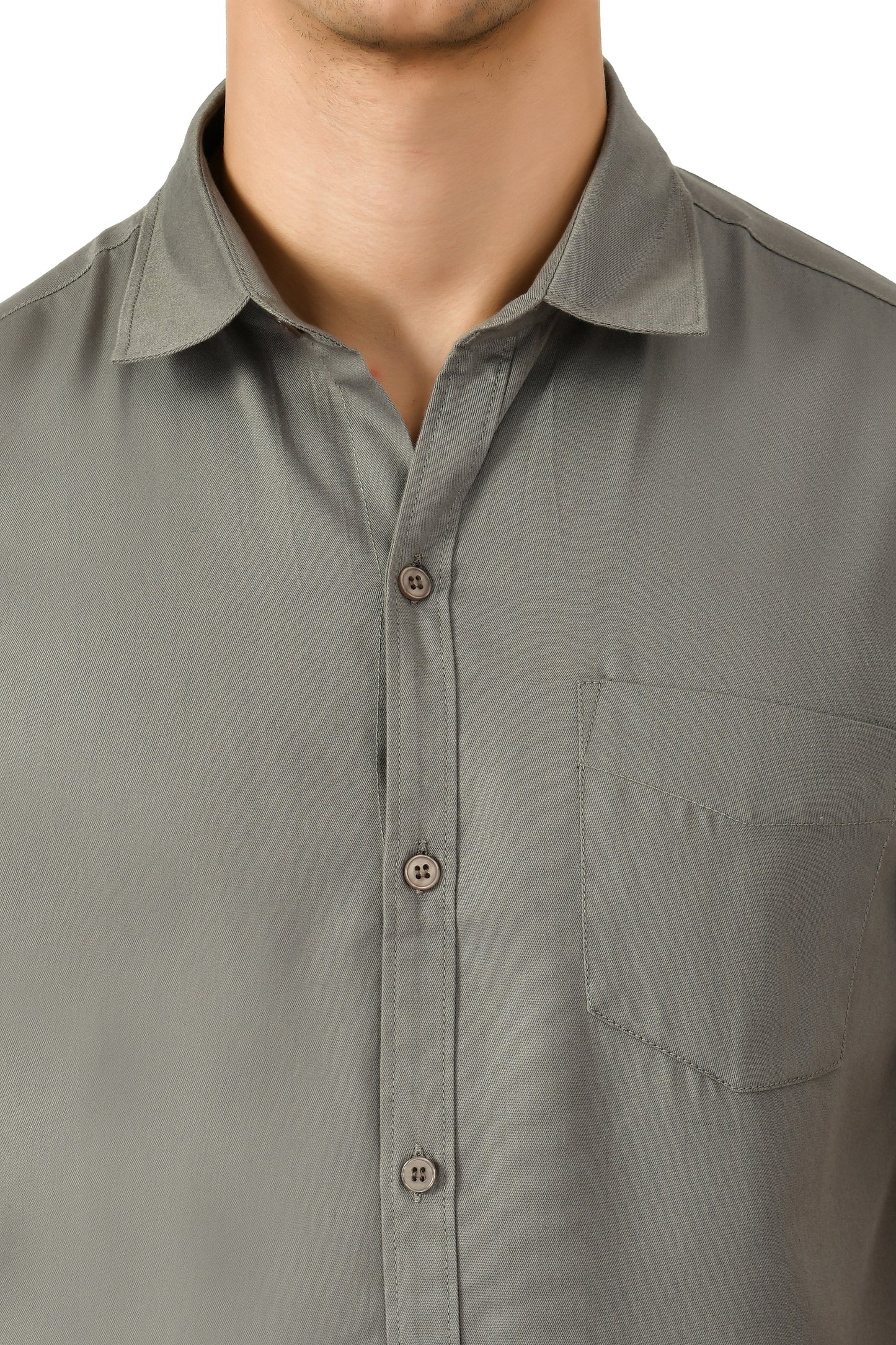 Short Sleeve Cotton Spread Collar Men's Shirt - Castlerock Gray