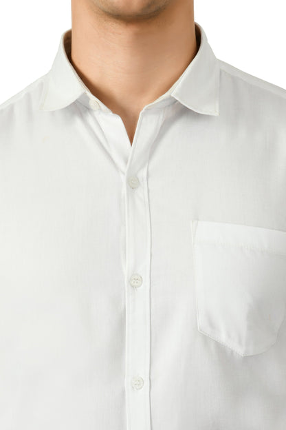 Full Sleeve Cotton Spread Collar Men's Shirt - White