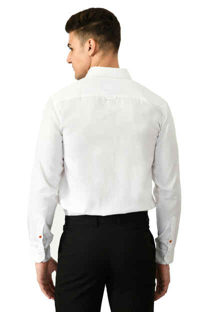 Full Sleeve Cotton Spread Collar Men's Shirt - White