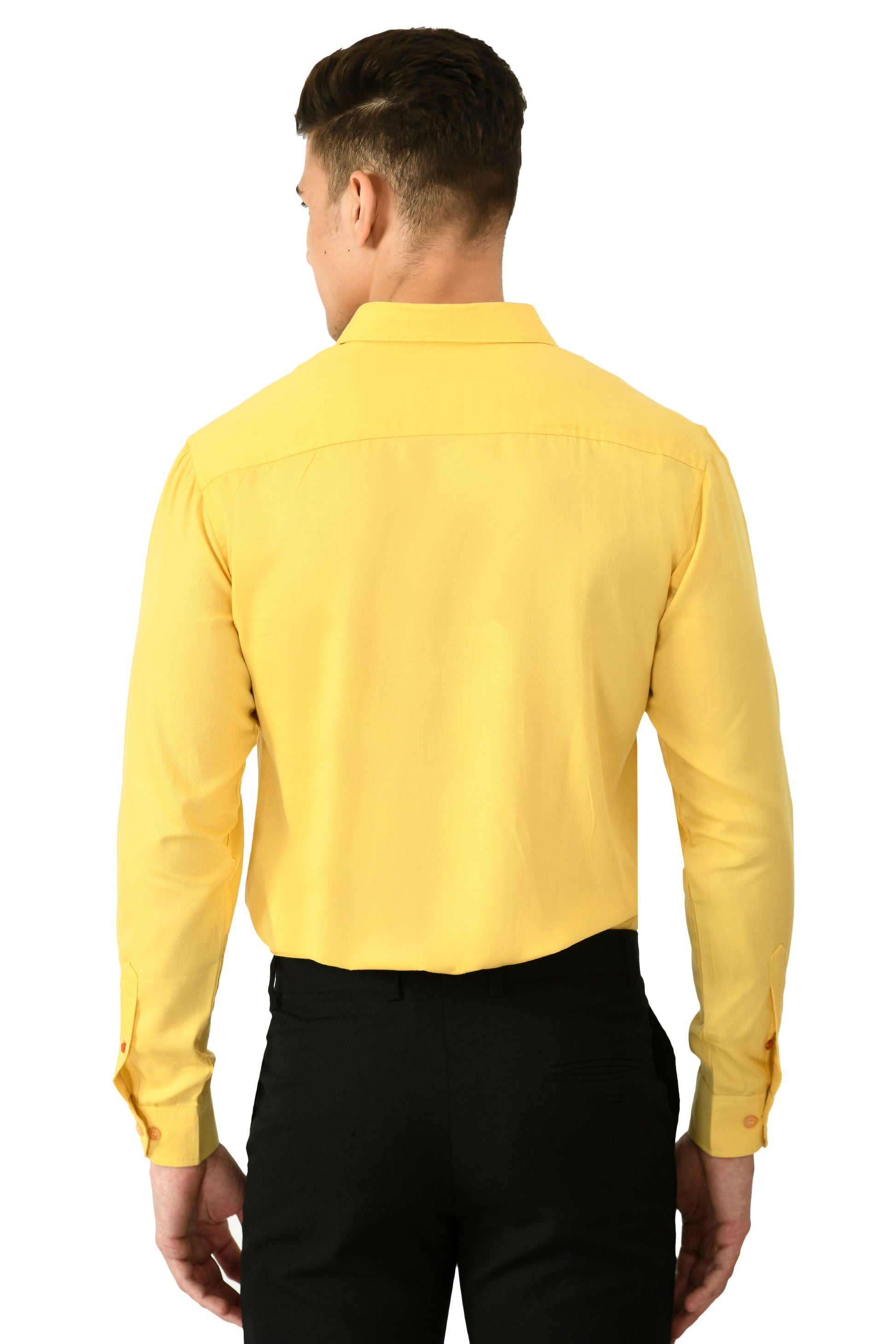 Full Sleeve Cotton Spread Collar Men's Shirt - Yellow
