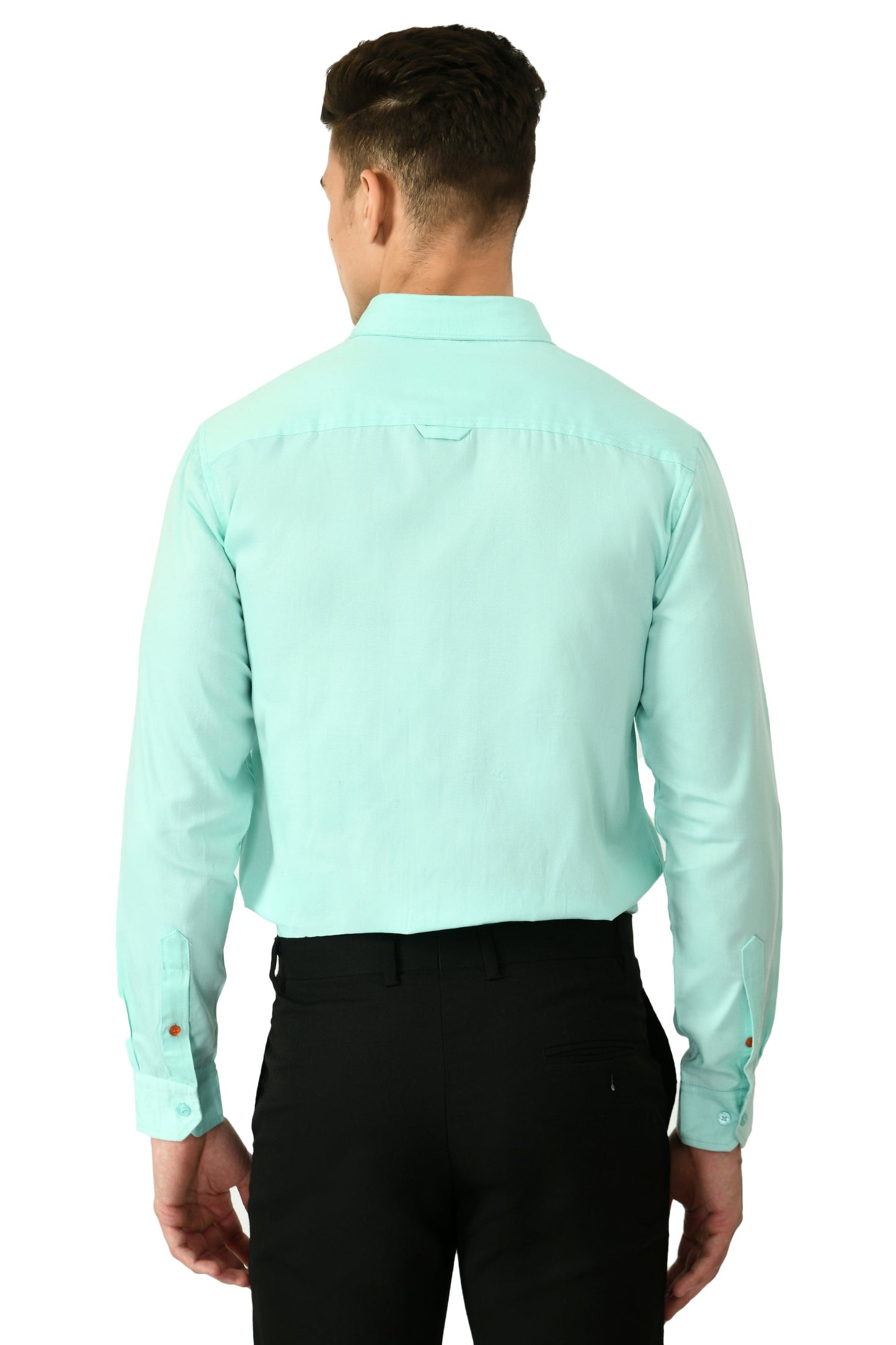 Full Sleeve Cotton Spread Collar Men's Shirt - Aqua Blue