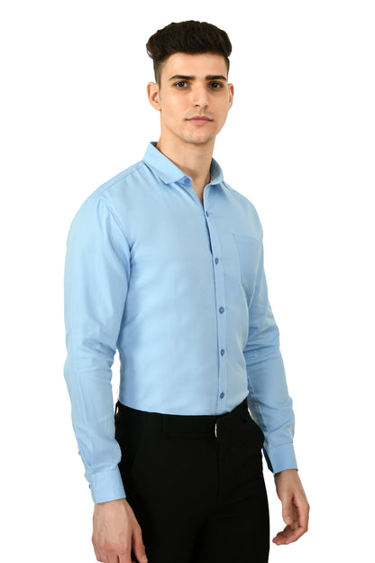 Full Sleeve Cotton Spread Collar Men's Shirt - Light Blue