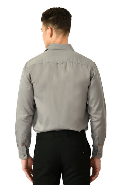 Full Sleeve Cotton Spread Collar Men's Shirt - Castlerock Gray