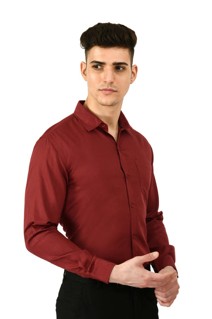 Full Sleeve Cotton Spread Collar Men's Shirt - Rust Red
