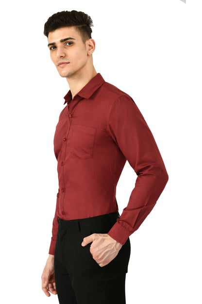 Full Sleeve Cotton Spread Collar Men's Shirt - Rust Red
