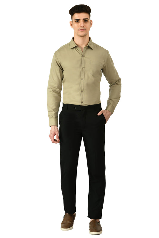 Full Sleeve Cotton Spread Collar Men's Shirt - Khaki