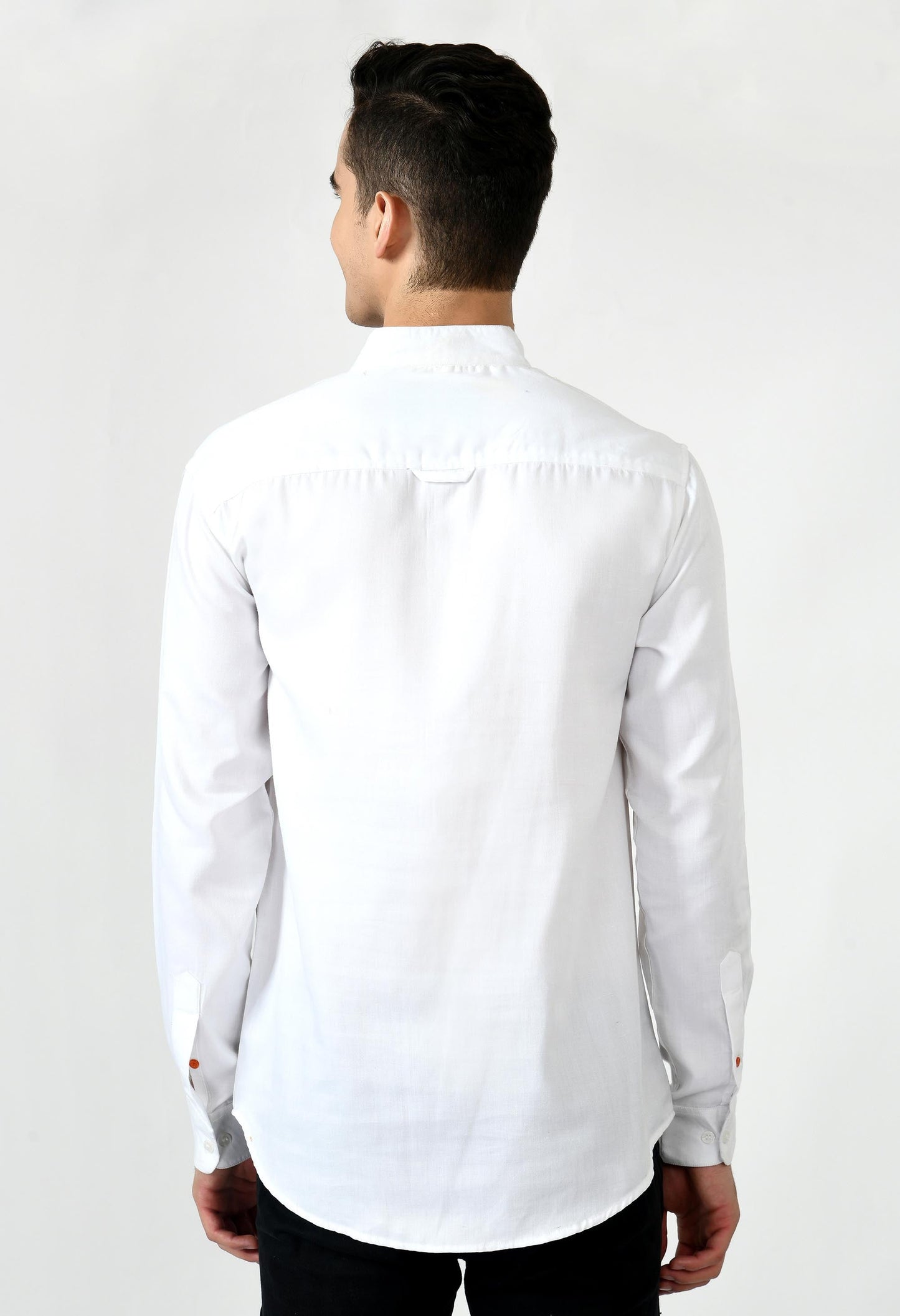 Full Sleeve Cotton Spread Collar Short Kurta for Men - White