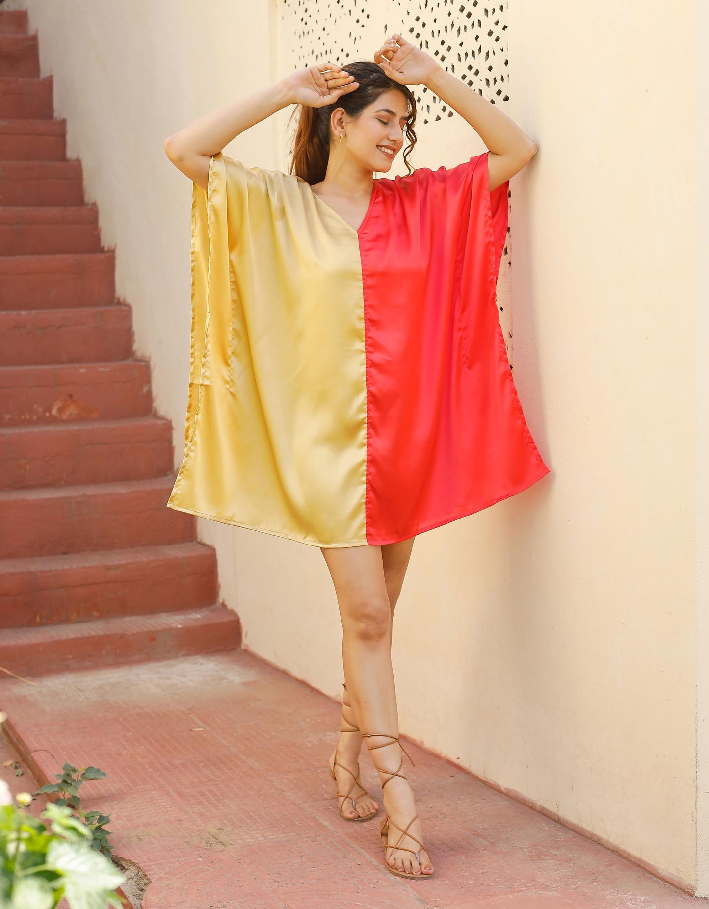 Satin Solid Dual-Tone Tunic: Modern Ethnic Look